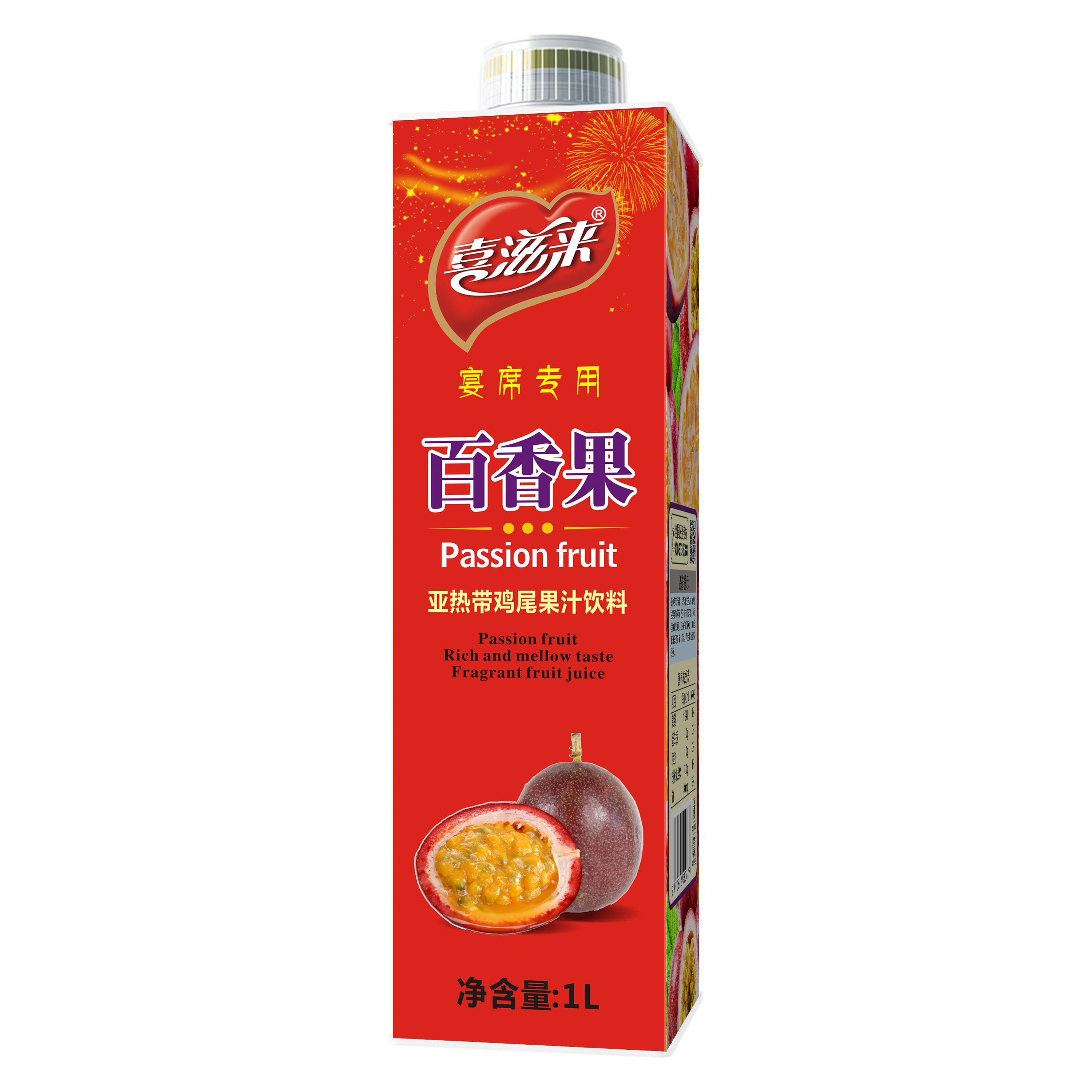 喜滋來方瓶百香果汁1L